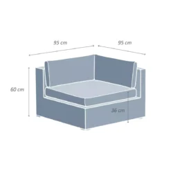Poltrona da giardino angolare in resina intrecciata Palma Grigio e tortora