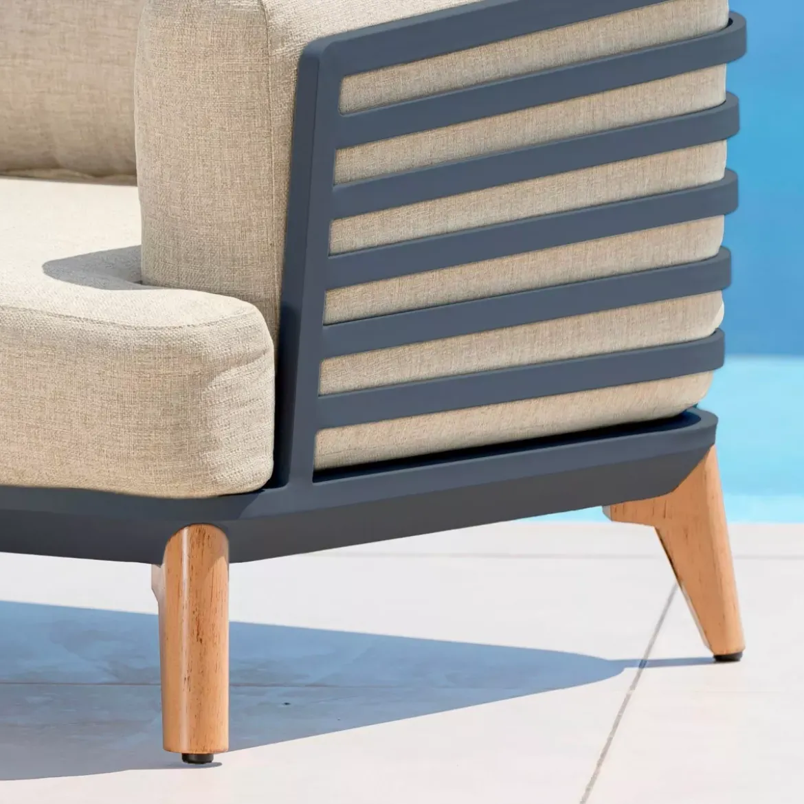 Poltrona da giardino in alluminio Monte Carlo Grigio antracite e beige