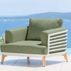 Poltrona da giardino in alluminio Monte Carlo Bianco e verde rosmarino