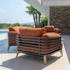 Poltrona da giardino in alluminio Monte Carlo Grigio antracite e terracotta