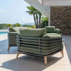 Poltrona da giardino in alluminio Monte Carlo Grigio antracite e verde rosmarino