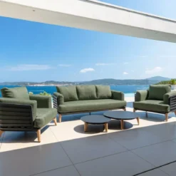 Poltrona da giardino in alluminio Monte Carlo Grigio antracite e verde rosmarino