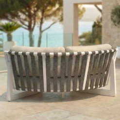 Poltrona d'angolo da giardino in alluminio Long Beach Bianco cenere e beige