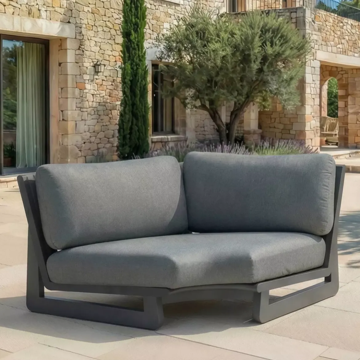 Poltrona d'angolo da giardino in alluminio Long Beach Grigio antracite