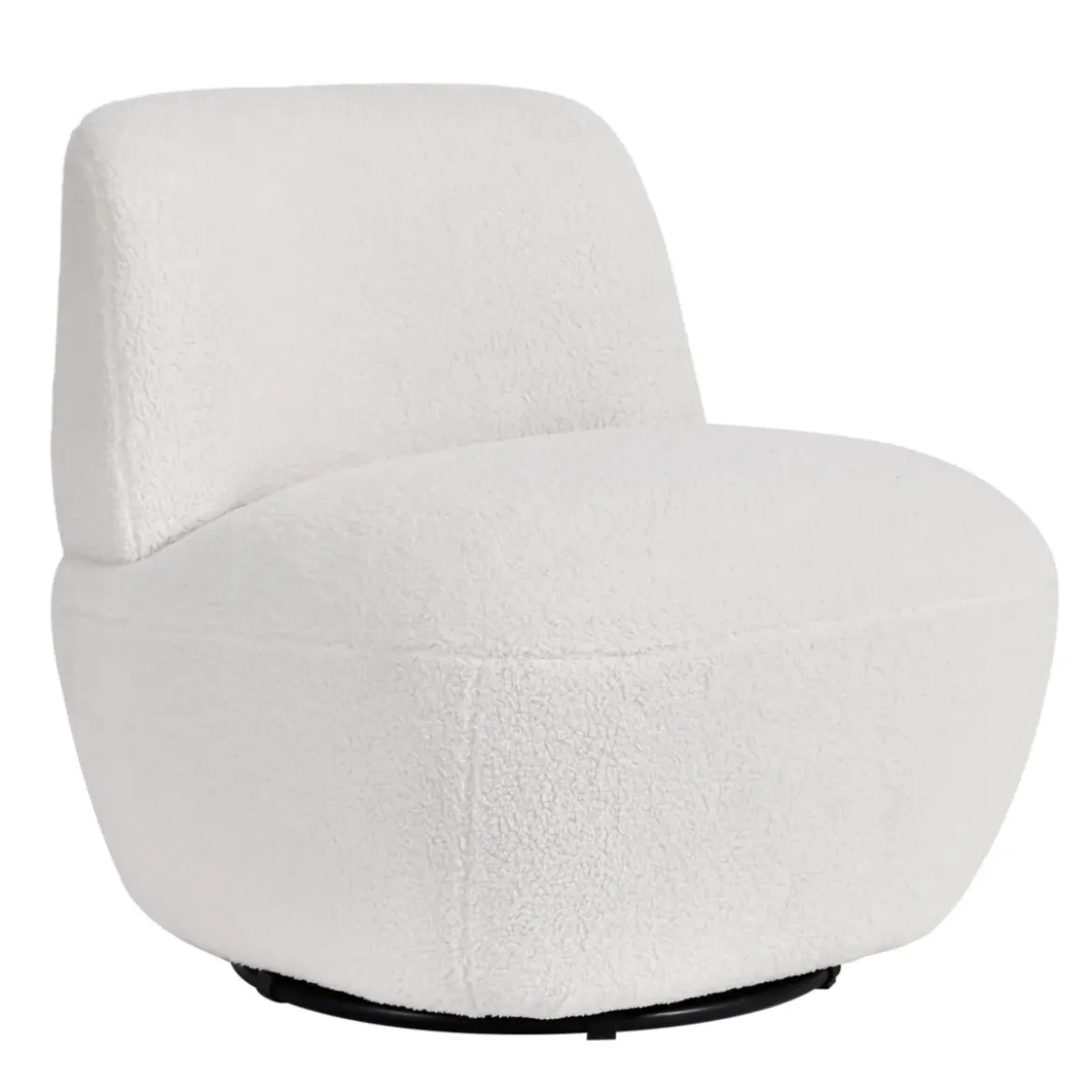 Poltrona girevole in bouclé (seduta 45 cm) Nyxor Ecru