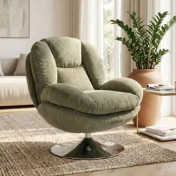 Poltrona girevole in tessuto (seduta 46 cm) Lomy Verde cachi