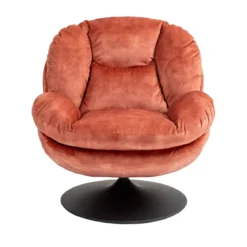 Poltrona girevole in velluto (seduta 46 cm) Lomy Rosa