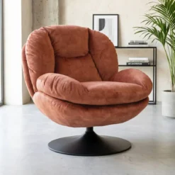 Poltrona girevole in velluto (seduta 46 cm) Lomy Rosa