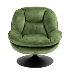 Poltrona girevole in velluto (seduta 46 cm) Lomy Verde