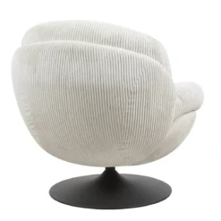 Poltrona girevole in velluto a coste (seduta 46 cm) Lomy Bianco