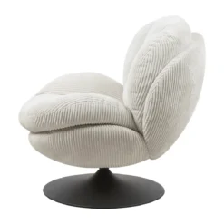Poltrona girevole in velluto a coste (seduta 46 cm) Lomy Bianco