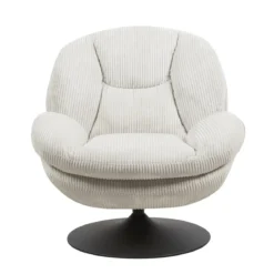 Poltrona girevole in velluto a coste (seduta 46 cm) Lomy Bianco