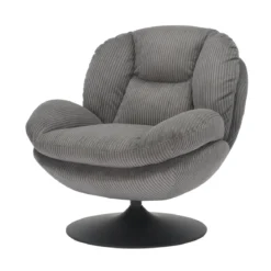Poltrona girevole in velluto a coste (seduta 46 cm) Lomy Grigio
