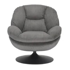 Poltrona girevole in velluto a coste (seduta 46 cm) Lomy Grigio