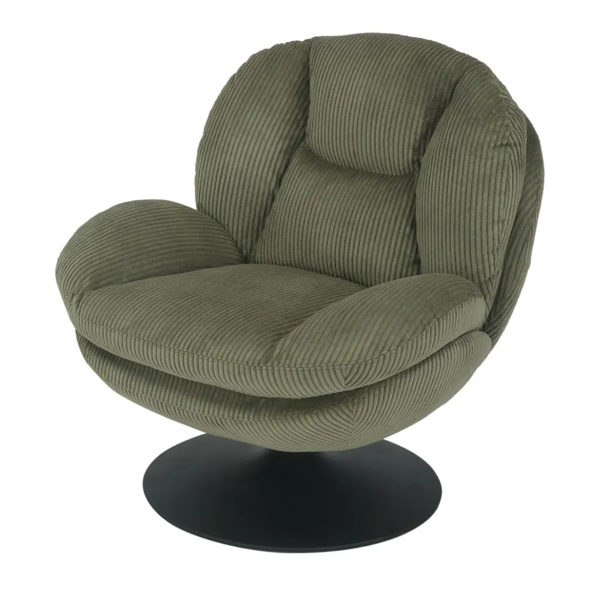 Poltrona girevole in velluto a coste (seduta 46 cm) Lomy Verde