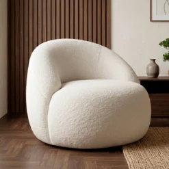 Poltrona in bouclé (H66 cm) Lexy Bianco