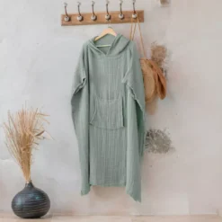 Poncho adulto in garza di cotone L/XL Gaïa Verde eucalipto