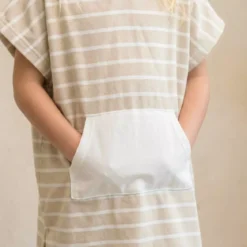 Poncho da bagno per bambini in cotone e spugna 6/10 anni Beige Nebbia