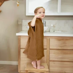 Poncho da bagno per bambini in garza di cotone 6/10 anni Gaïa Camel