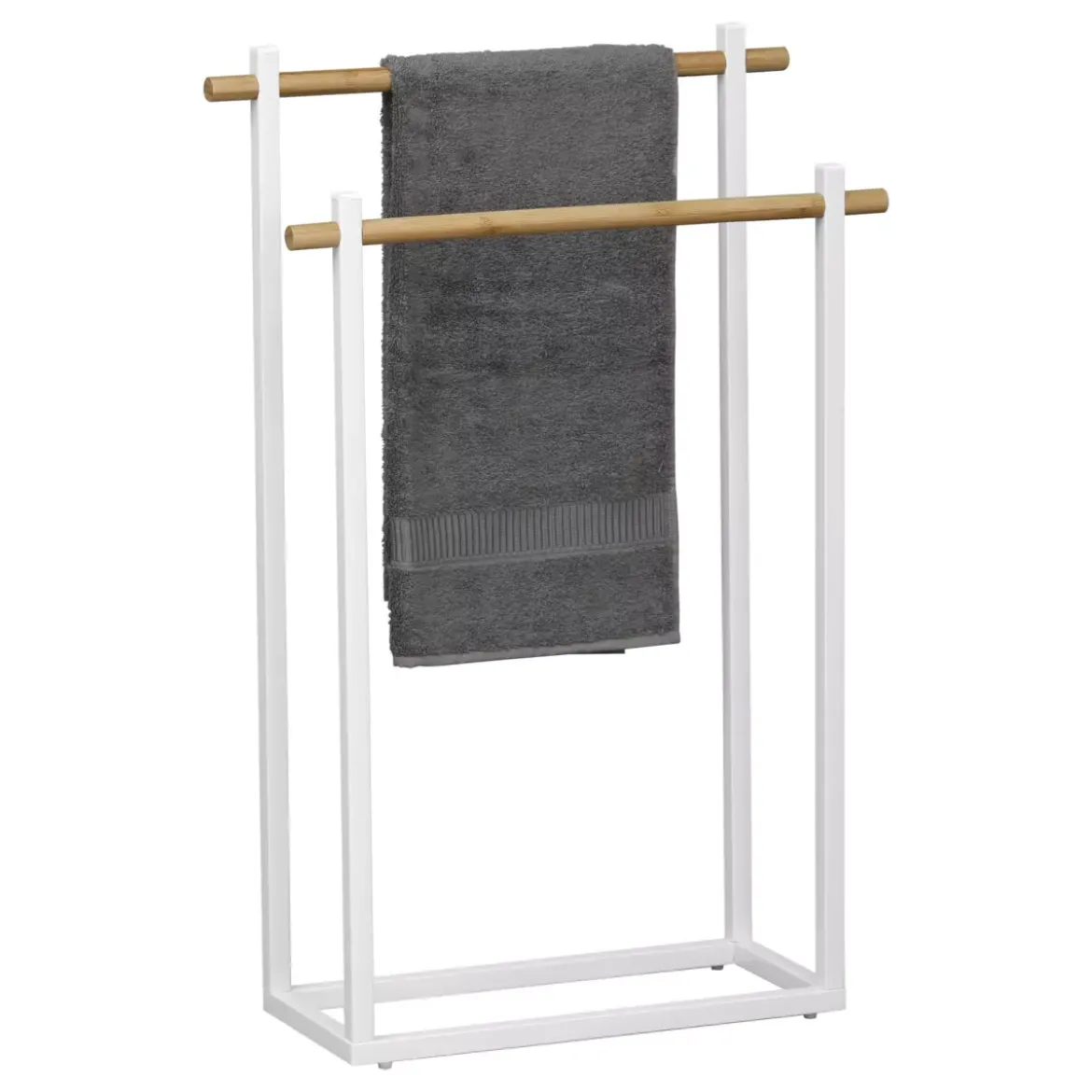 Porta asciugamani 2 barre (82 cm) Bambù Bianco