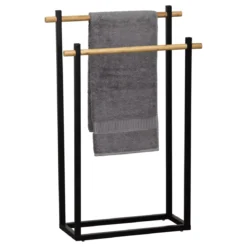 Porta asciugamani 2 barre (82 cm) Bambù Nero