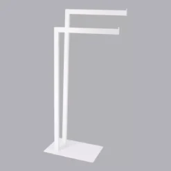 Porta asciugamani doppio (H81 cm) Metallo Bianco