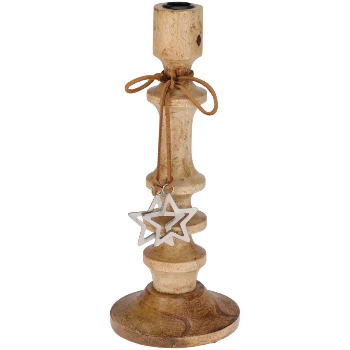 Portacandele in legno (H30 cm) Stella di Natale Naturale
