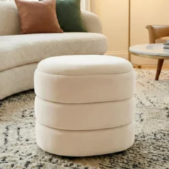 Pouf contenitore (H38 cm) Kilène Bianco