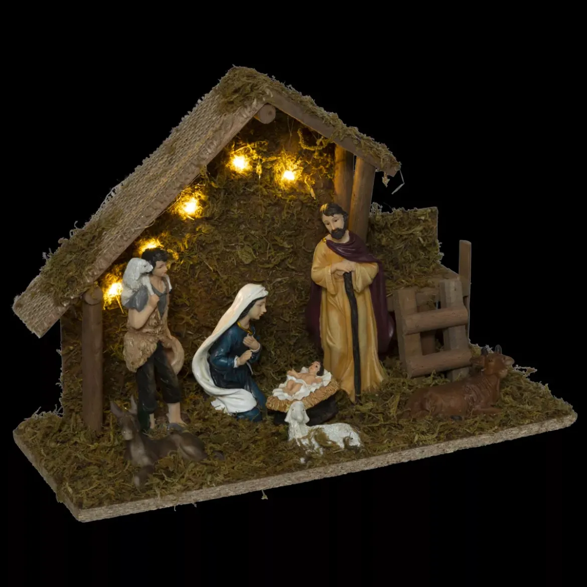 Presepe di Natale completo e luminoso (H30 cm) Santa Paloma