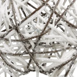 Puntale albero Rattan a paillete Bianco