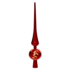 Puntale dell'albero Foglia glitterata Rossa