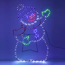 Pupazzo di neve 246 LED (H79 cm) Effetto flash neon Multicolore