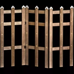 Recinzione in legno con luci Bianco caldo 42 LED