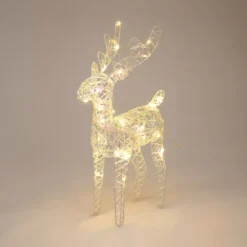 Renna di Natale luminosa con pile (H37 cm) Gulliver Iridescente e bianco caldo