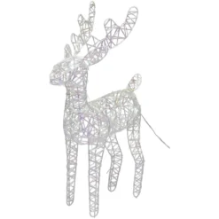 Renna di Natale luminosa con pile (H37 cm) Gulliver Iridescente e bianco caldo