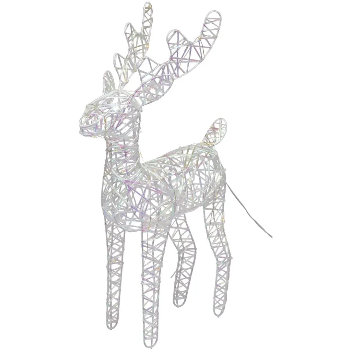 Renna di Natale luminosa con pile (H37 cm) Gulliver Iridescente e bianco caldo
