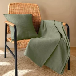 Runner letto cotone (130 x 160 cm) Léa Verde rosmarino