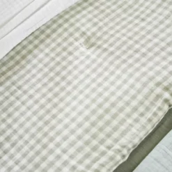 Runner letto garza di cotone (90 x 200 cm) Gaïa vichy Verde eucalipto