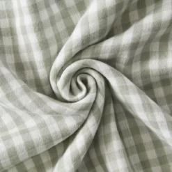 Runner letto garza di cotone (90 x 200 cm) Gaïa vichy Verde eucalipto