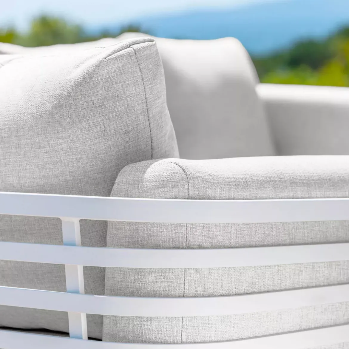 Salotto da giardino alluminio 2 posti 3 pezzi Monte Carlo Bianco e grigio chiaro