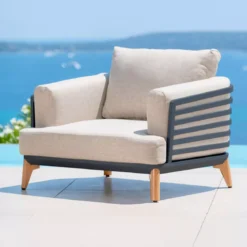 Salotto da giardino alluminio 5 posti 5 pezzi Monte Carlo Grigio antracite e tortora