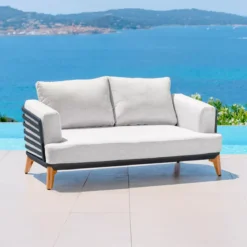 Salotto da giardino alluminio 7 posti 6 pezzi Monte Carlo Grigio antracite e grigio chiaro