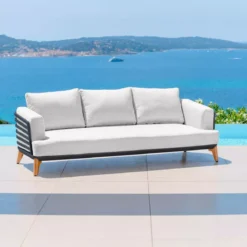 Salotto da giardino alluminio 7 posti 6 pezzi Monte Carlo Grigio antracite e grigio chiaro