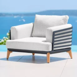 Salotto da giardino alluminio 4 posti 5 pezzi Monte Carlo Grigio antracite e grigio chiaro