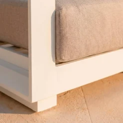 Salotto da giardino alluminio 7 posti 5 pezzi Elba Bianco e totora
