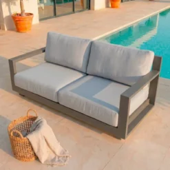 Salotto da giardino alluminio 7 posti 5 pezzi Elba Grigio antracite e grigio chiaro