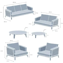 Salotto da giardino alluminio 7 posti 6 pezzi Monte Carlo Bianco e beige