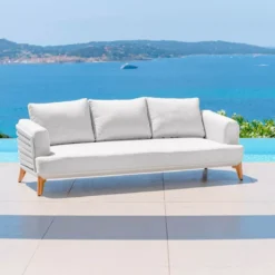 Salotto da giardino alluminio 8 posti 6 pezzi Monte Carlo Bianco e grigio chiaro