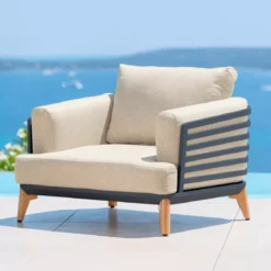 Salotto da giardino alluminio 8 posti 6 pezzi Monte Carlo Grigio antracite e beige
