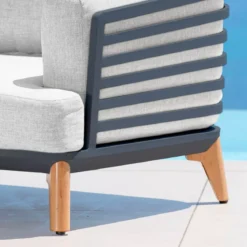Salotto da giardino alluminio 8 posti 6 pezzi Monte Carlo Grigio antracite e grigio chiaro